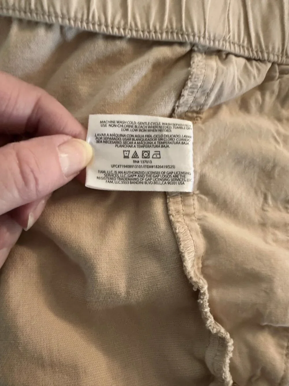 GAP Beige Twill Pull-On Cargo Pants, Large